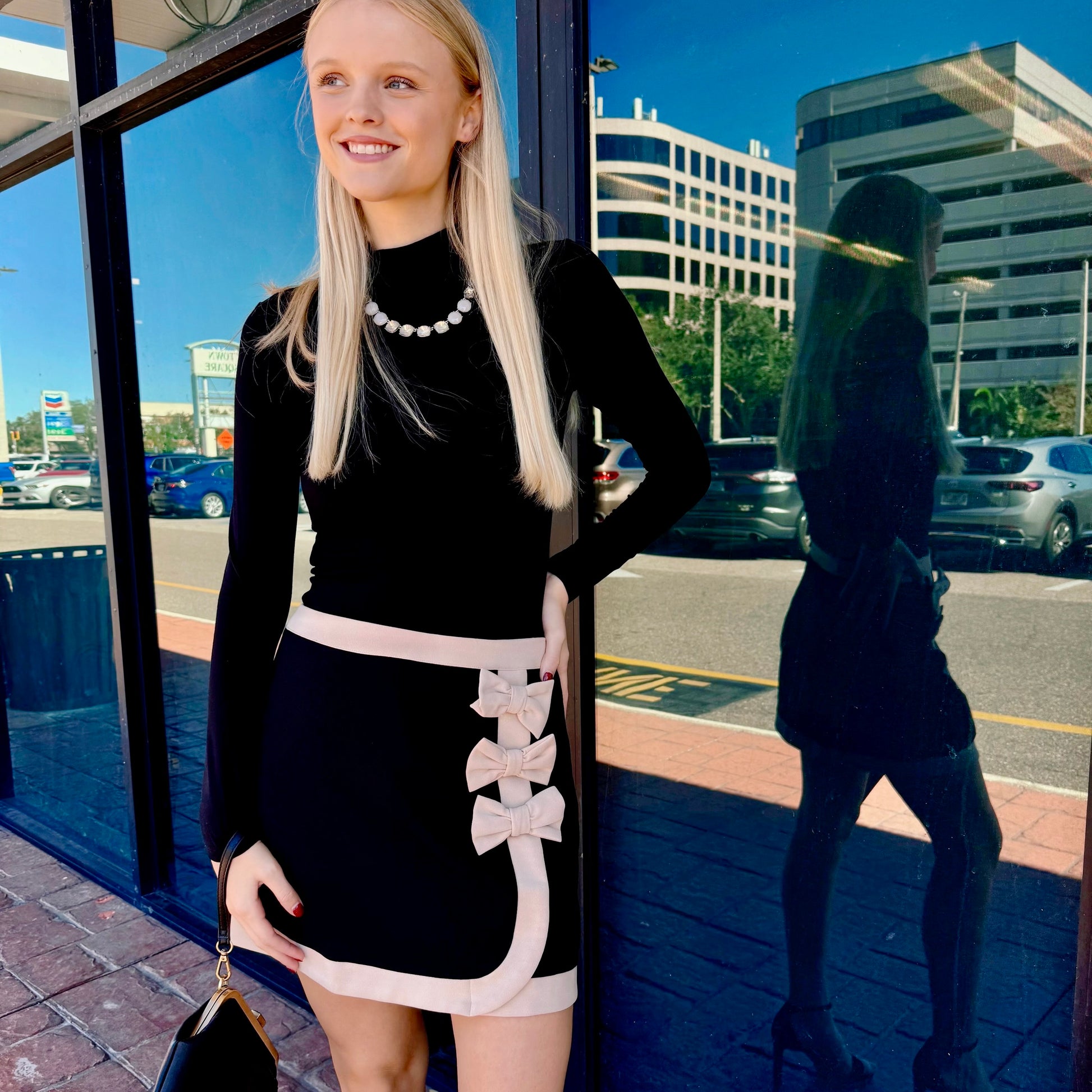 Mini Skirt with Bow Detail At the Side