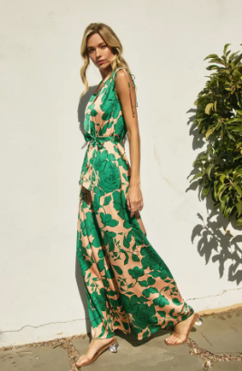 Shoulder Tie Maxi Jumpsuit