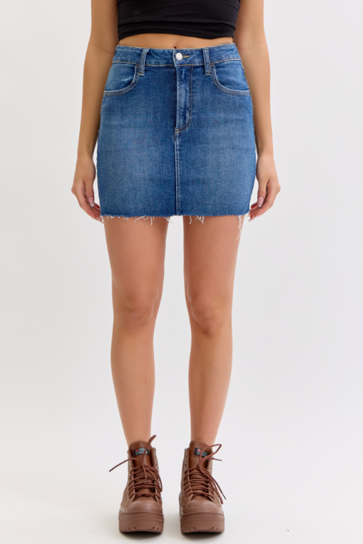 Cello Dark Mid Waisted Mini Skirt