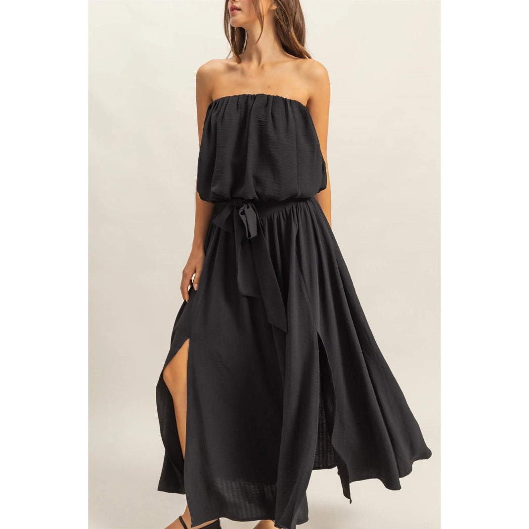 Front Tie Bow Smocked Back Flowy Skirt