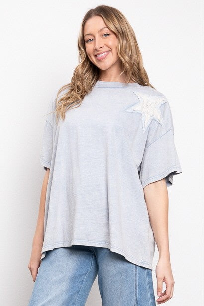 Mineral Washed Star Patch Top