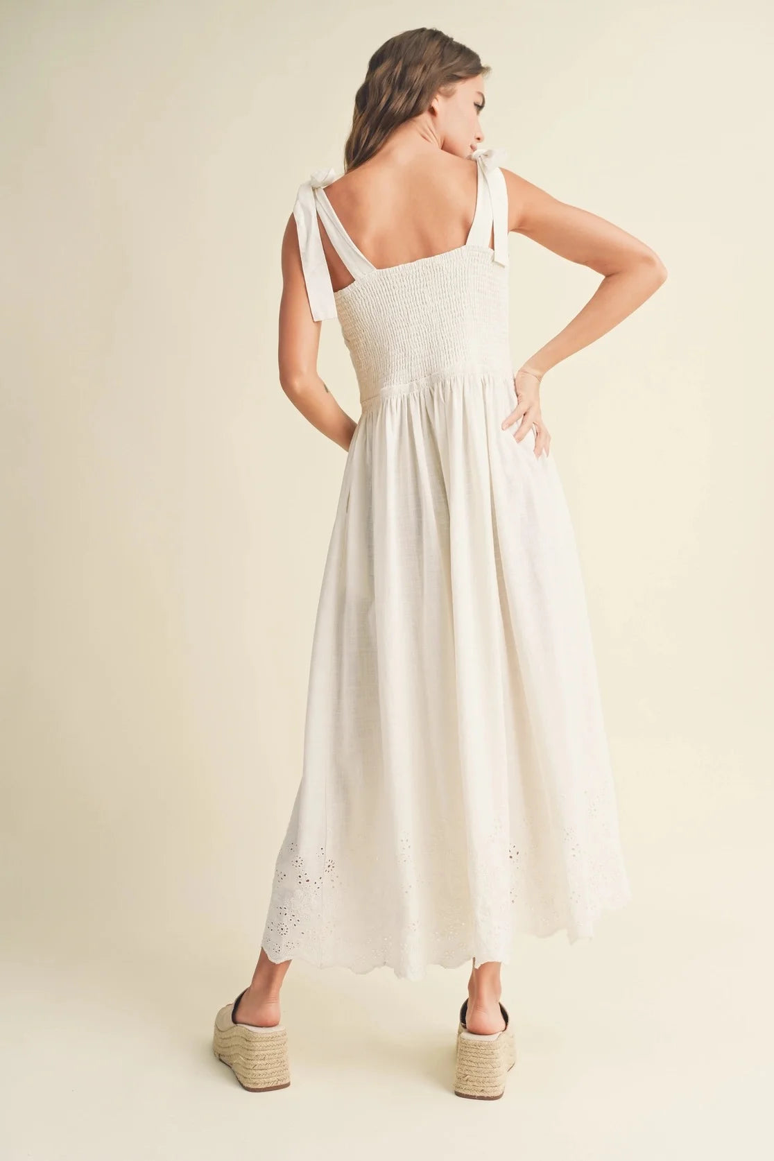 Button Down Eyelet Detail Dress