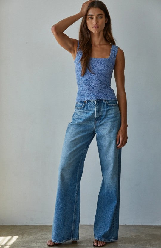Blue Jacquard Tank