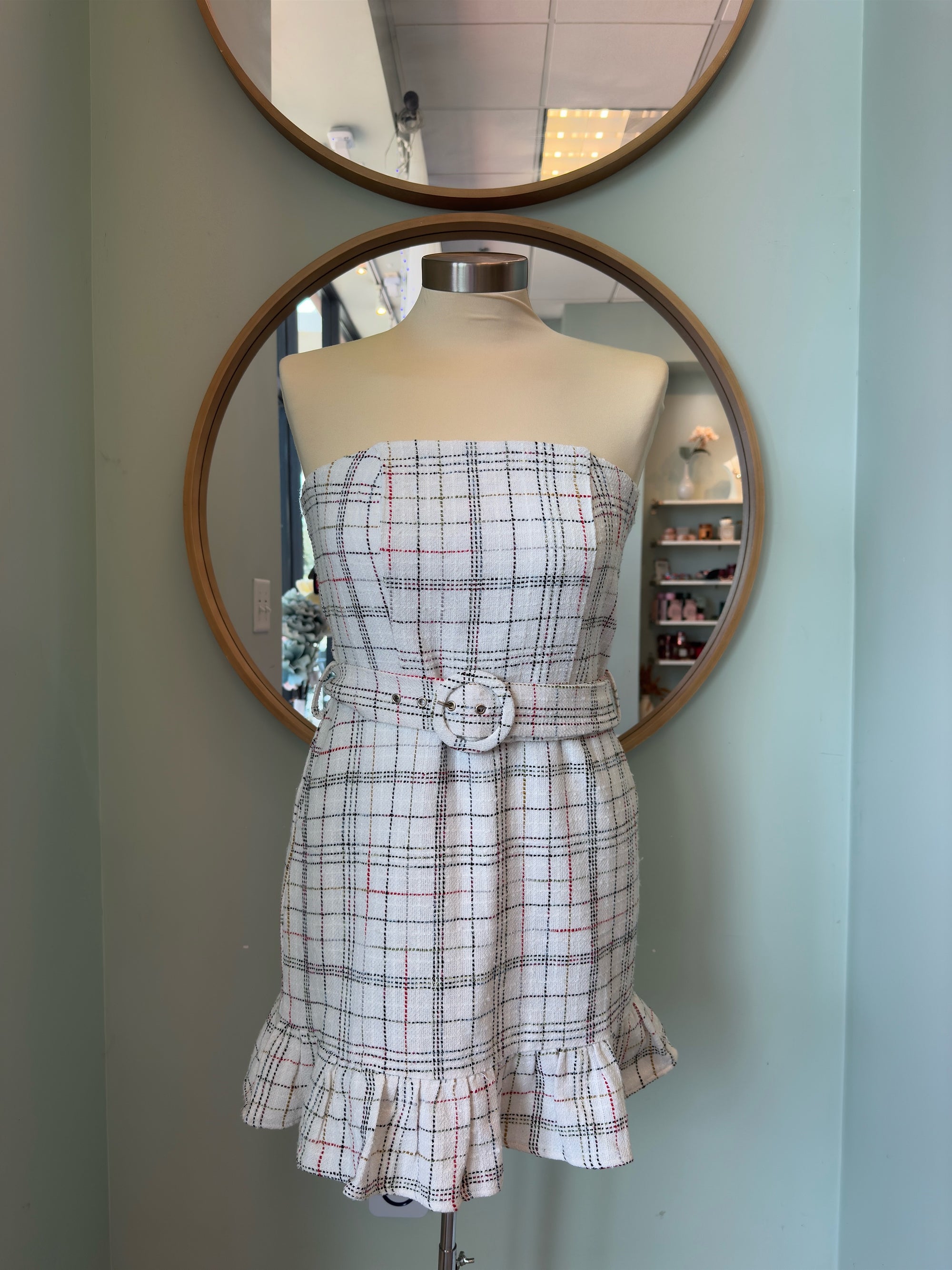 Gallant Strapless Tweed Mini Dress