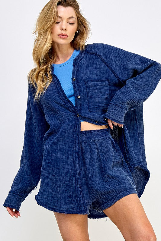 Denim Blue Cotton Shirt