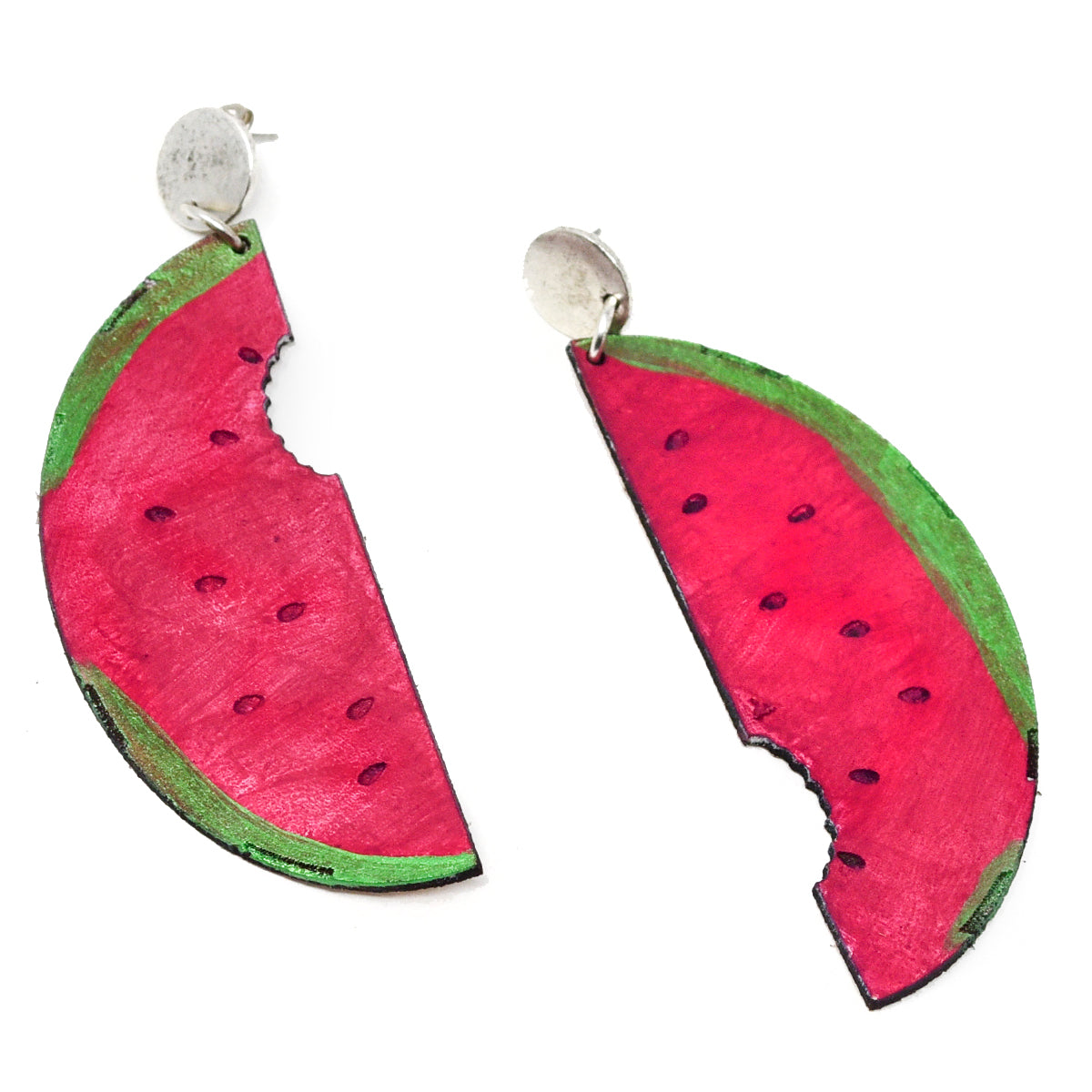 Onyx & Wolf Watermelon Handcrafted Leather Earrings
