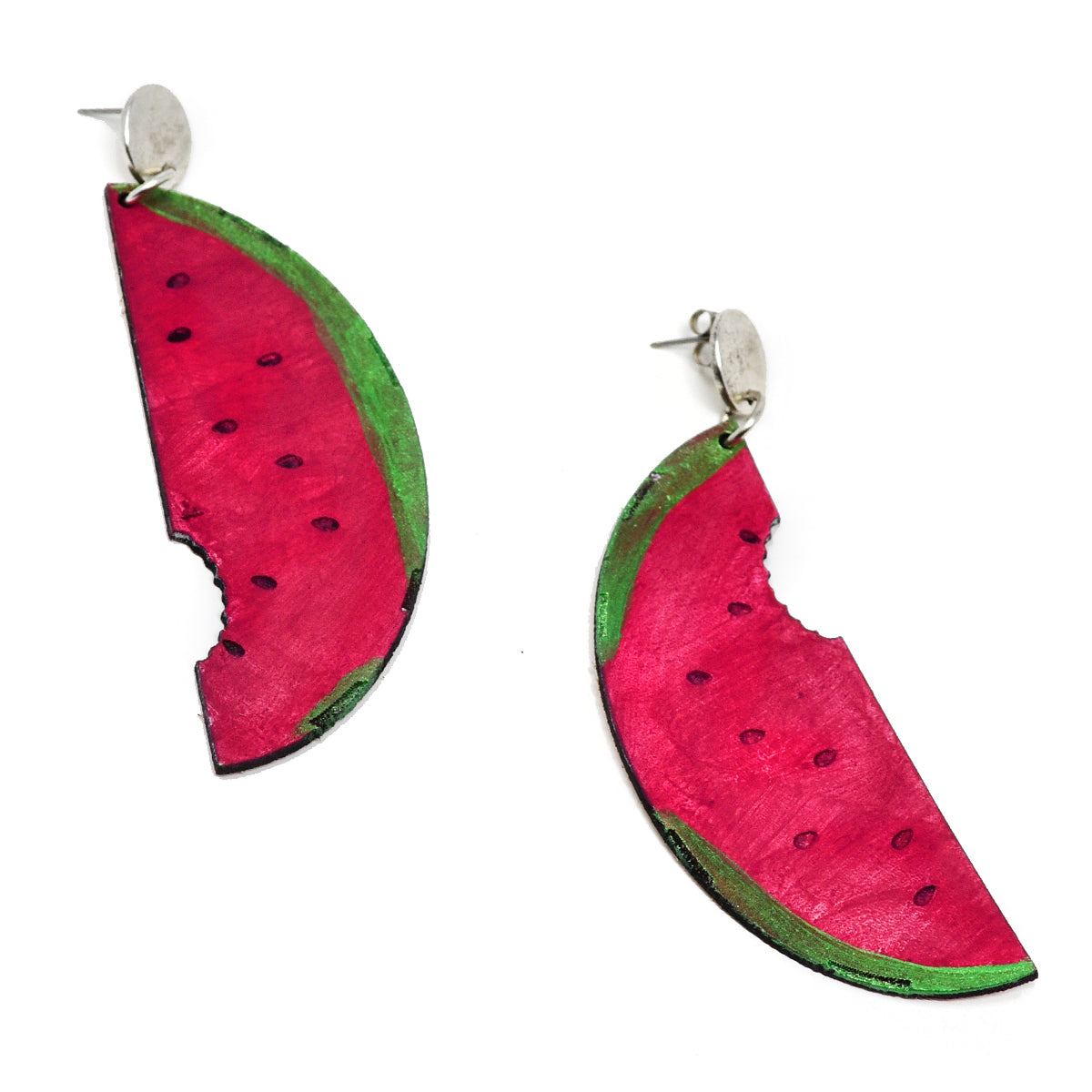 Onyx & Wolf Watermelon Handcrafted Leather Earrings