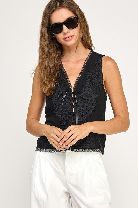 Front Tie Cami Crop Top
