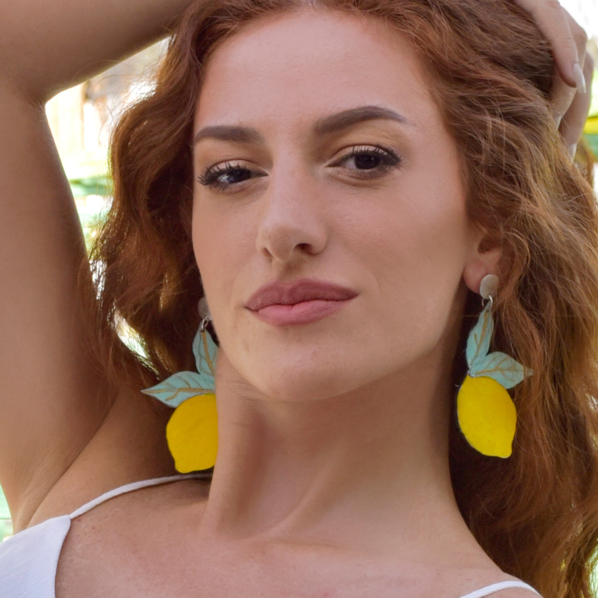 Onyx & Wolf Lemons Handcrafted Leather Earrings