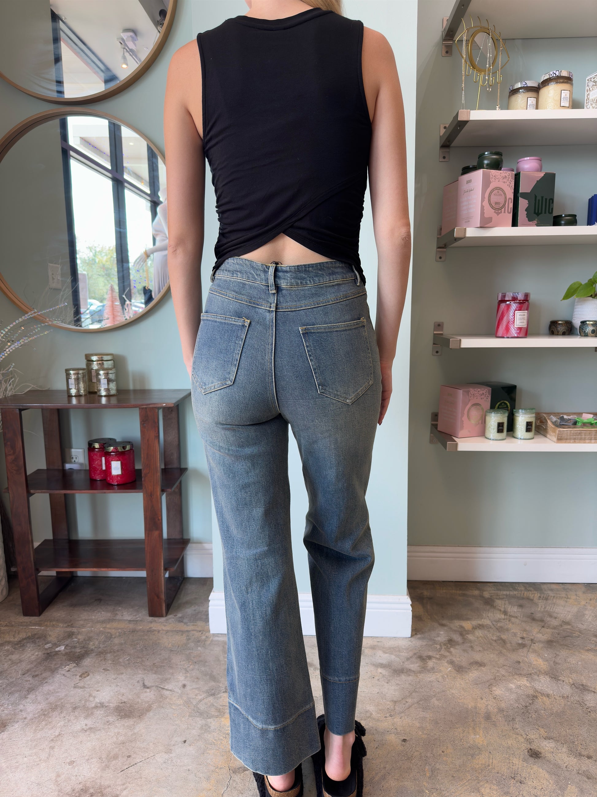 Pleated Wide Denim