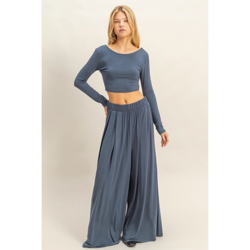 Blue Wide Leg Pants