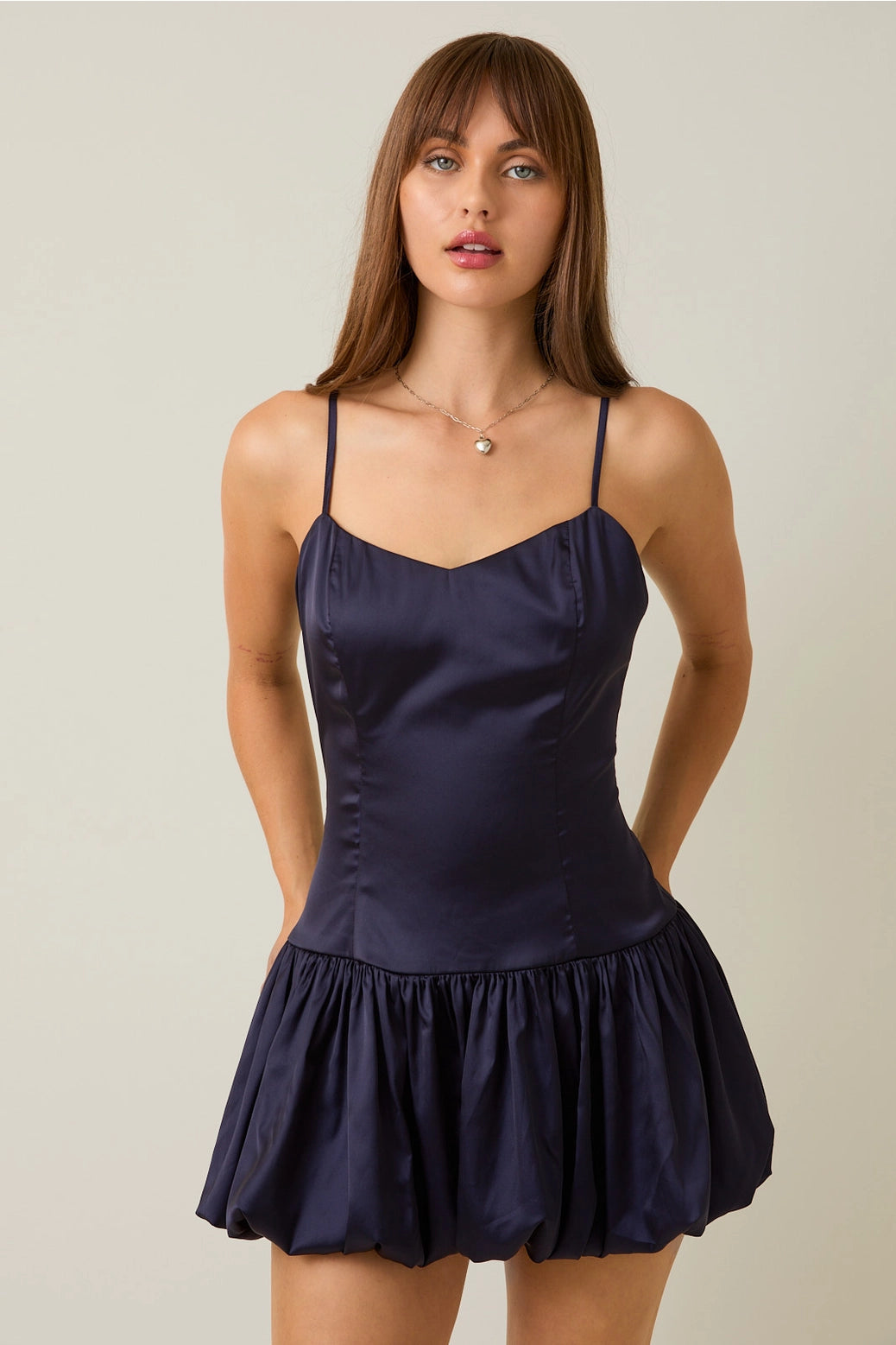Navy Satin Mini