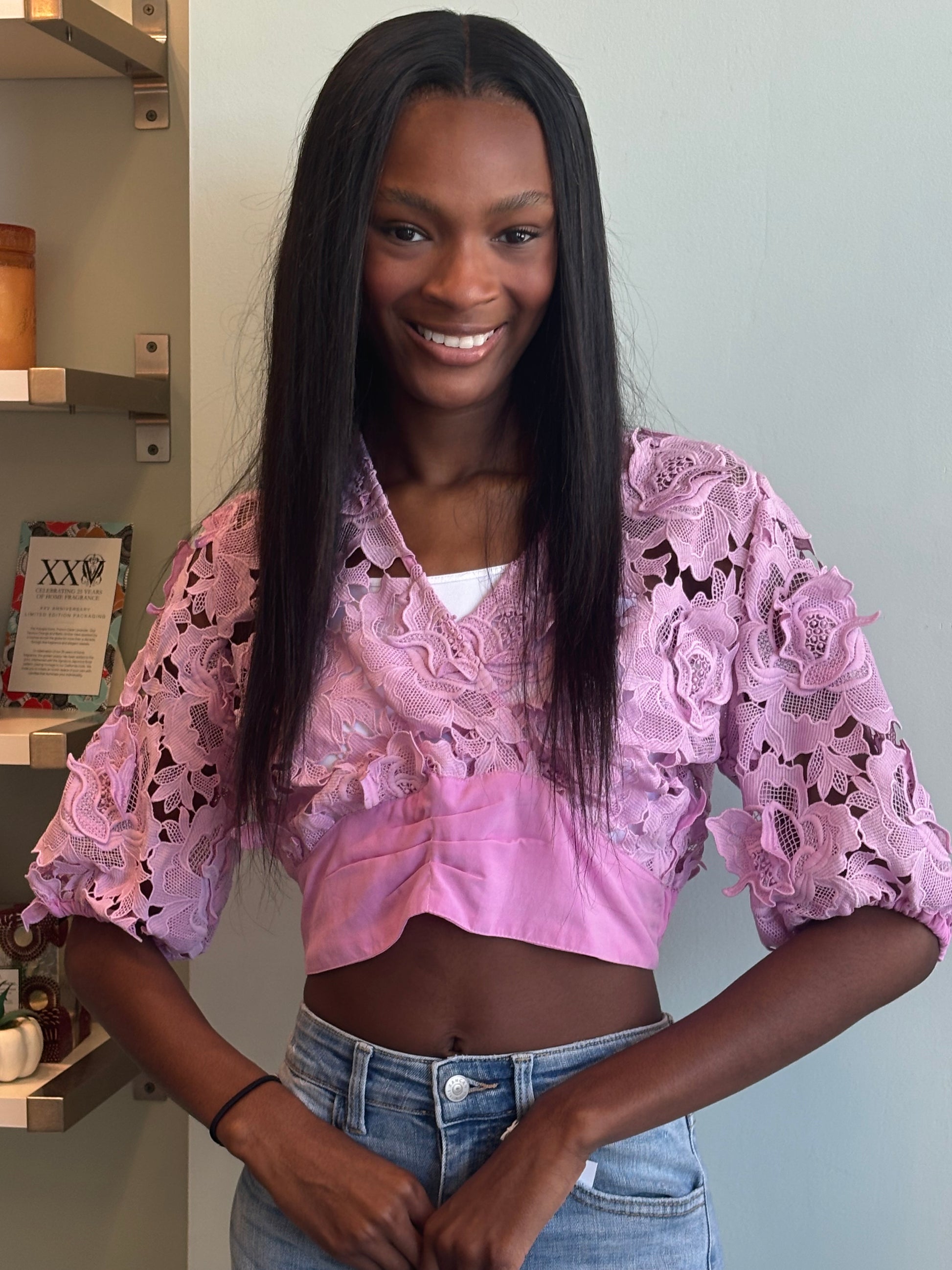 Gracey Lavender Flower Top