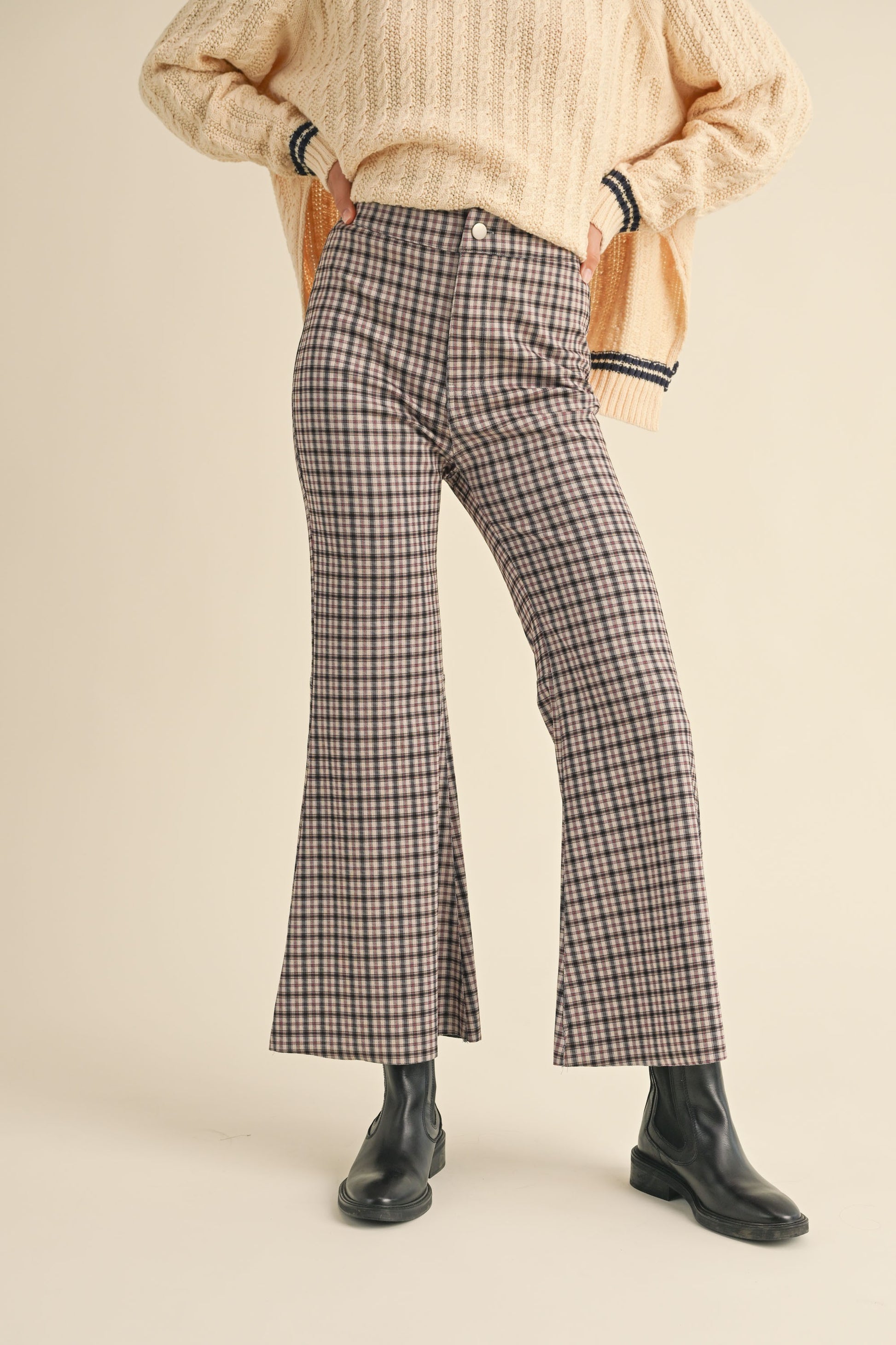 Plaid Flare Pants