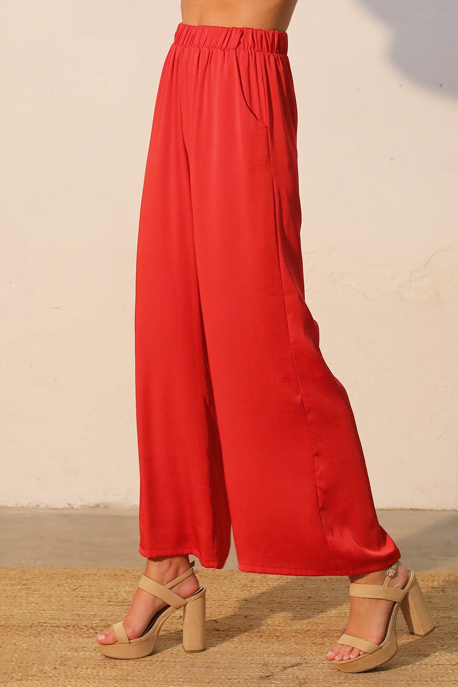 Washed Poly Silk Pocket Pants