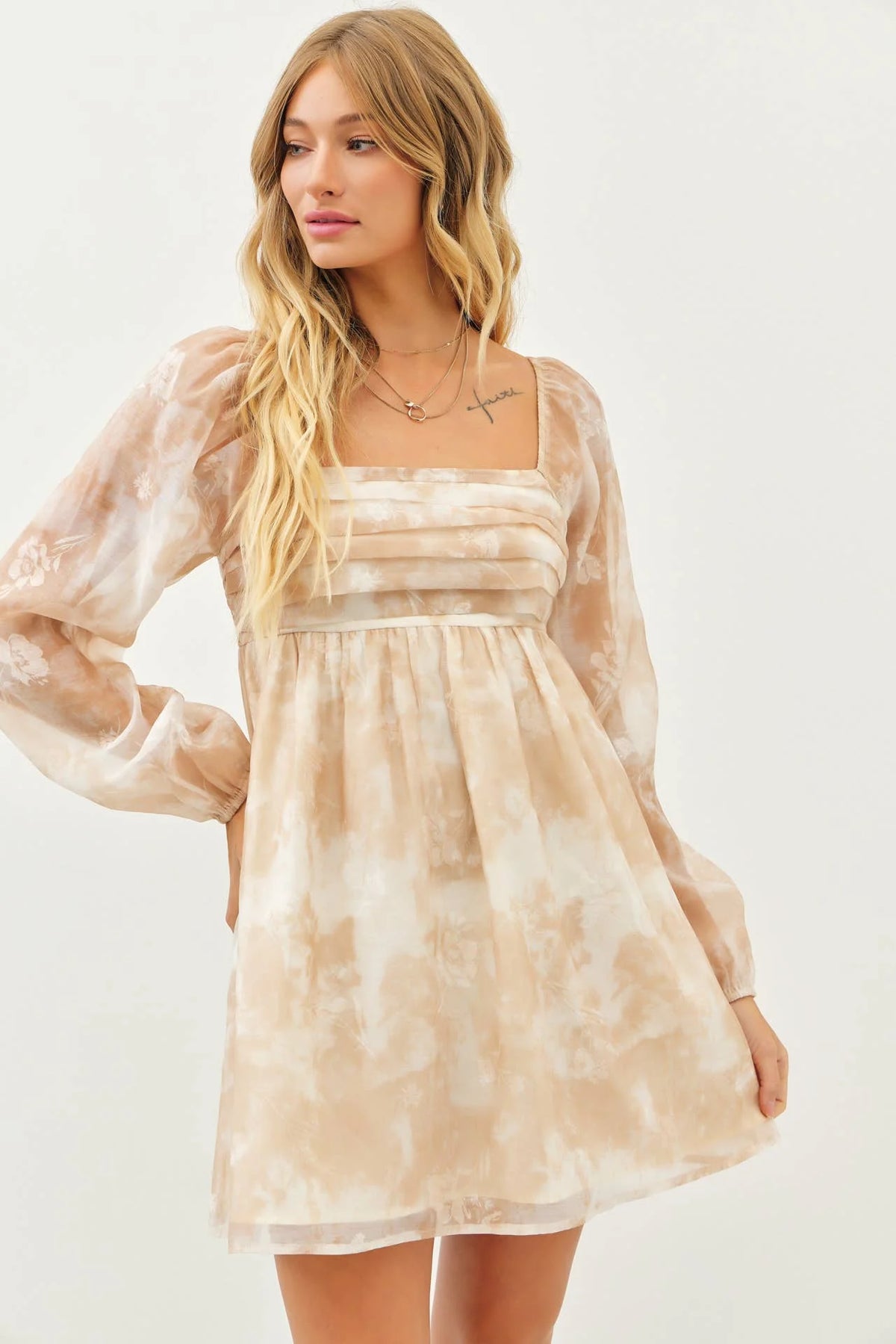 Floral Pleated Baby Doll Dress
