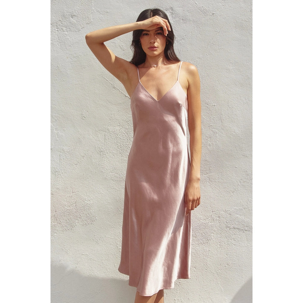 Satin Midi Slip Dress