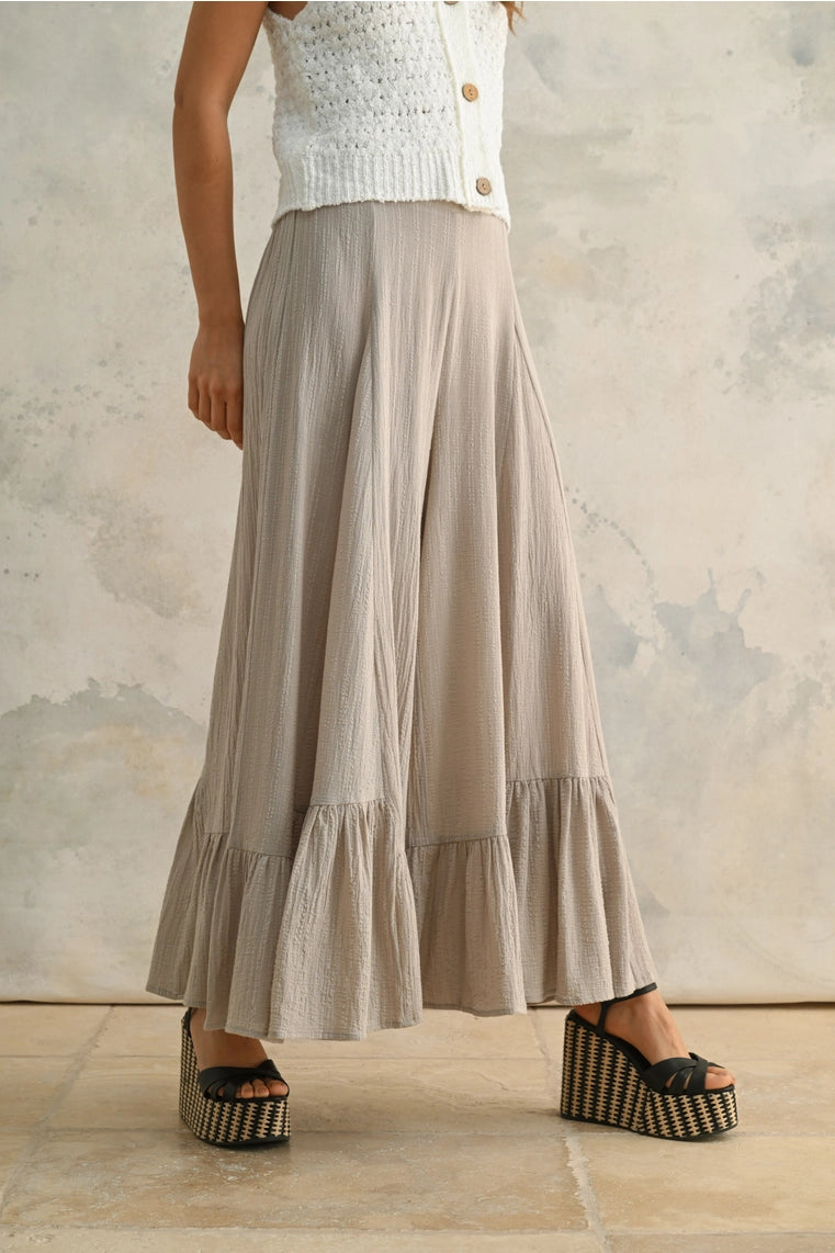 Ruffled Bottom Detail Wide Pants