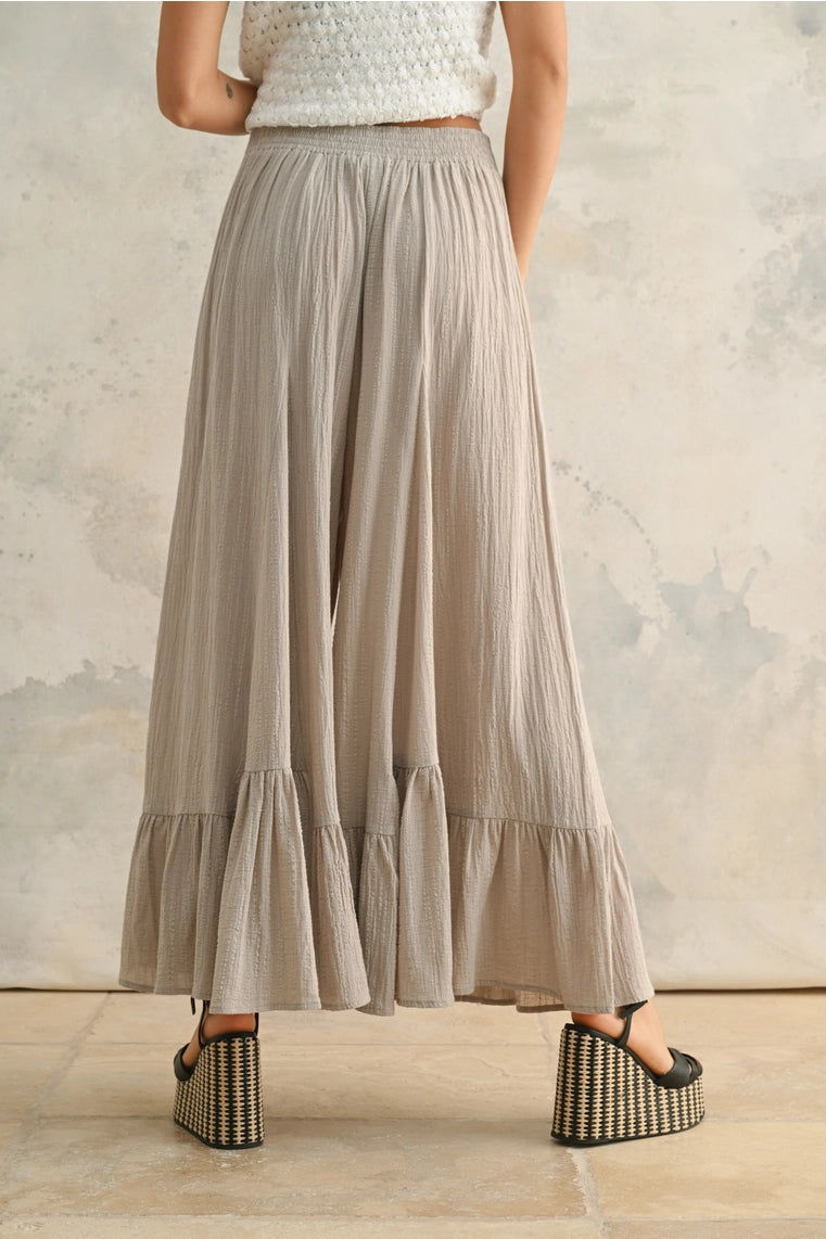 Ruffled Bottom Detail Wide Pants