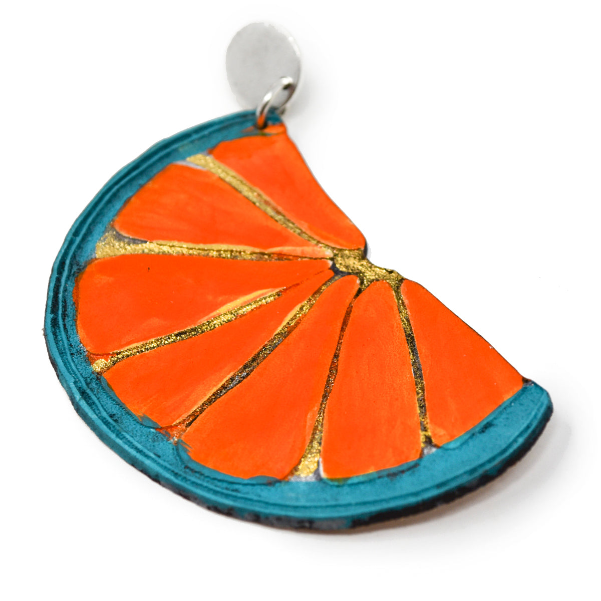 Onyx & Wolf Orange Slice Handcrafted Leather Earrings