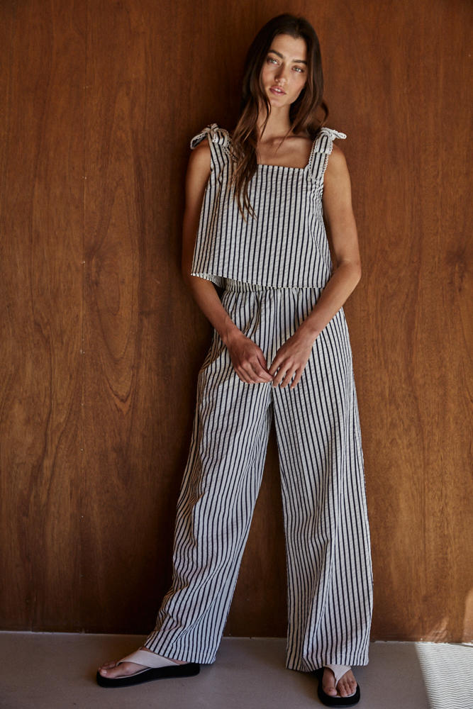Lapis Striped Crop Top Woven