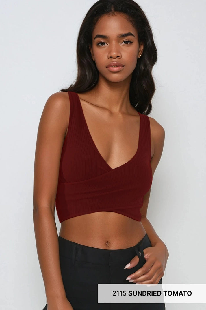Ribbed Cross Over Crop Top