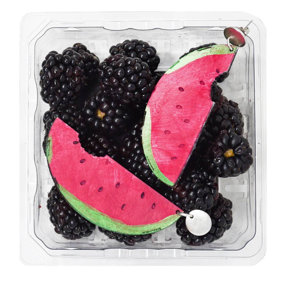 Onyx & Wolf Watermelon Handcrafted Leather Earrings