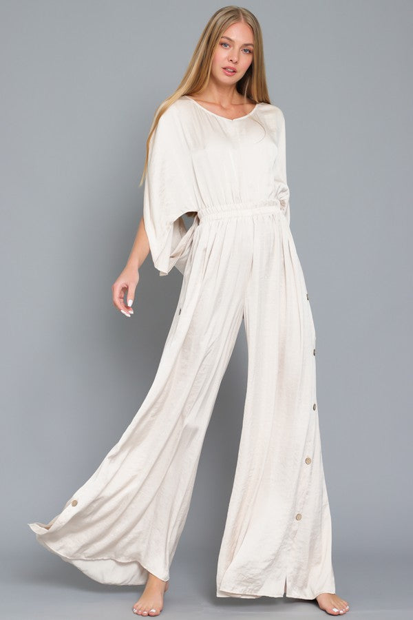 Cowl Back Top Detail Elastic Waisted Jumpsuit